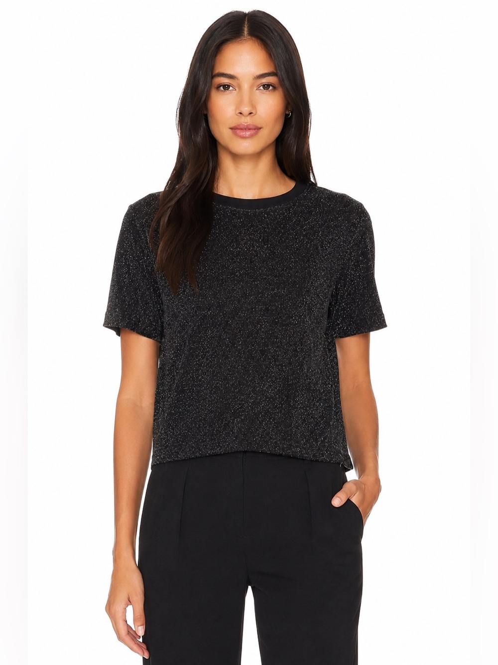 Scotch & Soda Cocktail Hour Black Metallic Shimmer Knit Top Small Revolve